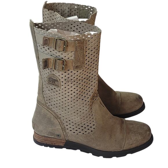 Sorel Major Pull On Tan Leather Boots Women's Size 8 - Picture 2 of 12